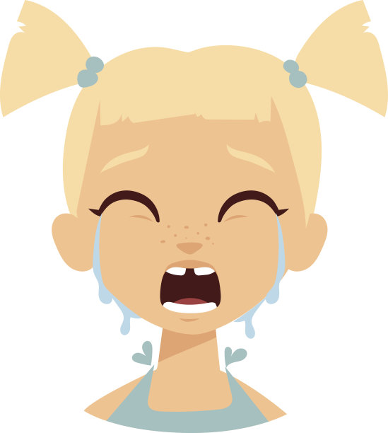 哭泣的宝贝女孩矢量插图图片下载