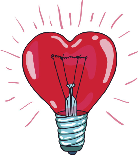 心形灯泡-矢量手绘插图图片下载