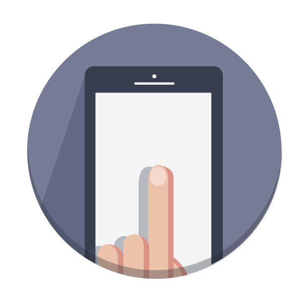 带有手势的手指移动设备的矢量平面图标图片下载