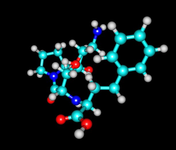 赖诺普利分子孤立在黑色上图片下载