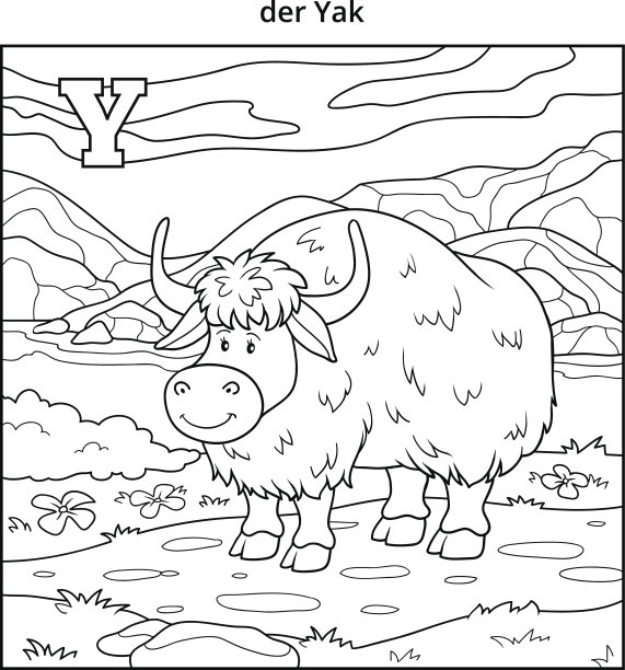 德语字母Y(牦牛和背景)图片下载