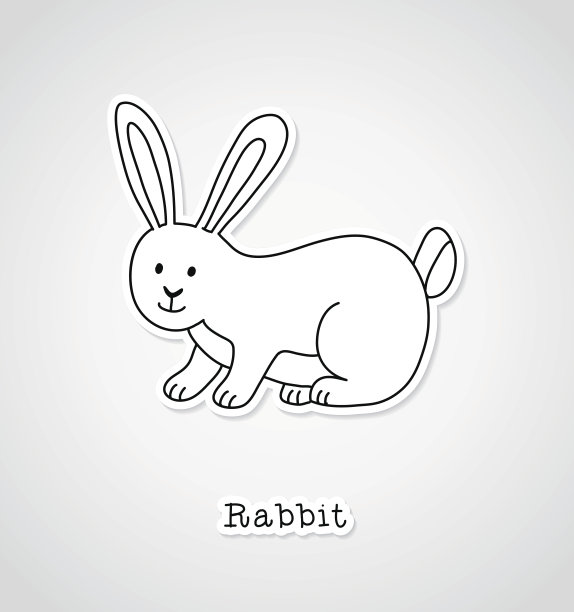 兔画，贴纸风格图片下载