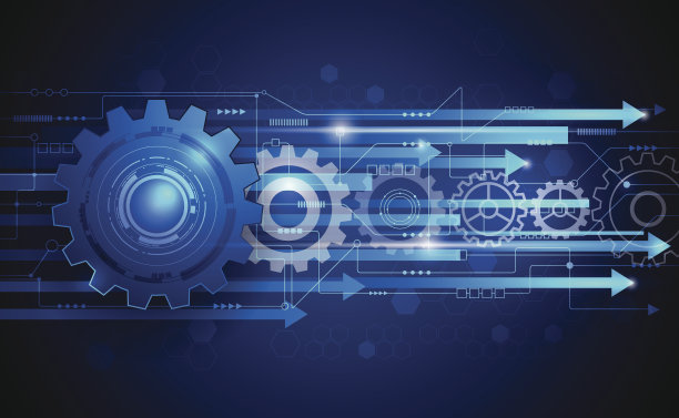 矢量插图抽象未来的齿轮与电路图片下载