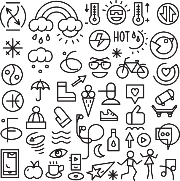 天气夏季-设置细线图标图片下载