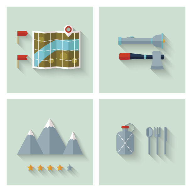 露营冒险图标集(平面设计)图片下载