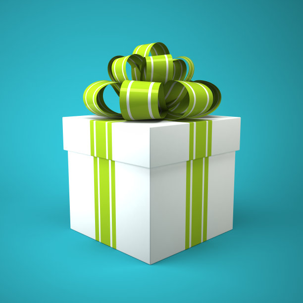 蓝色背景的白色礼品盒图片下载