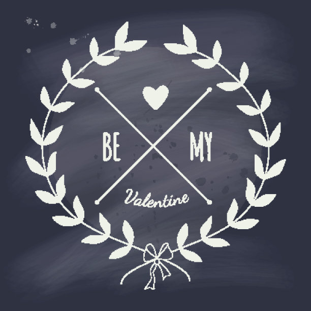 黑板上写着情人节花环图片下载