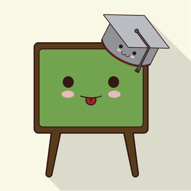 卡哇伊卡通图标。学校的设计。矢量图形图片下载