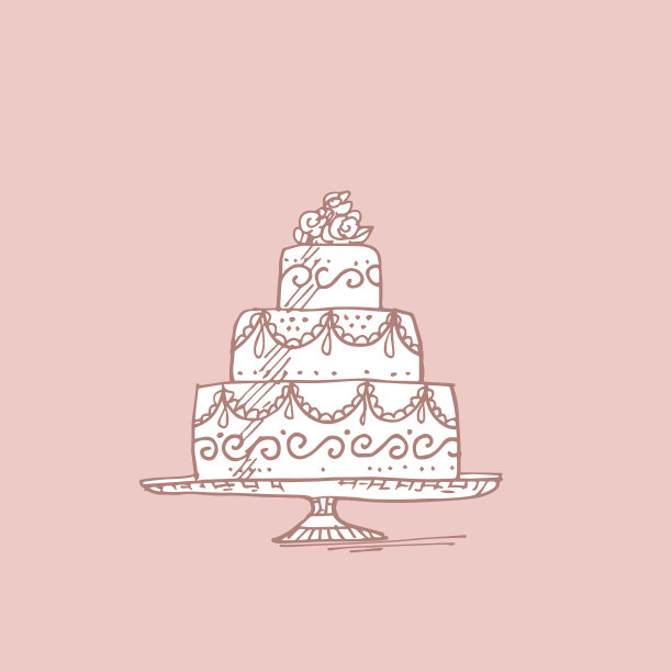 婚礼蛋糕素描矢量插图图片下载