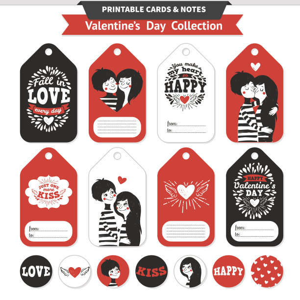 印刷集与夫妇在爱和字母。图片下载