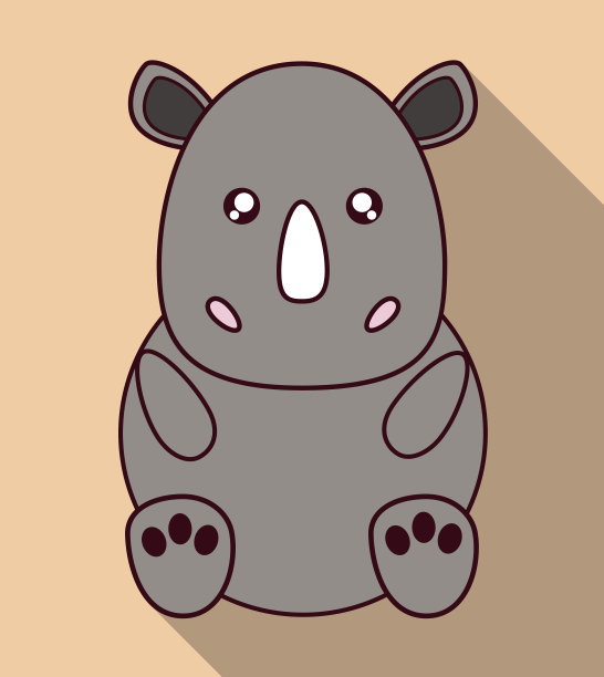 卡哇伊犀牛图标。可爱的动物。矢量图形图片下载