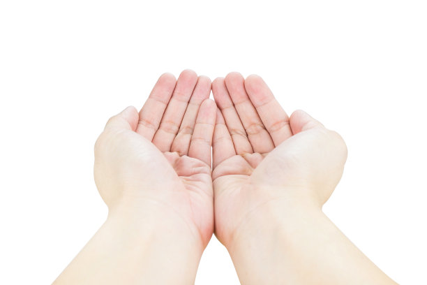 打开双手孤立的白色背景图片下载