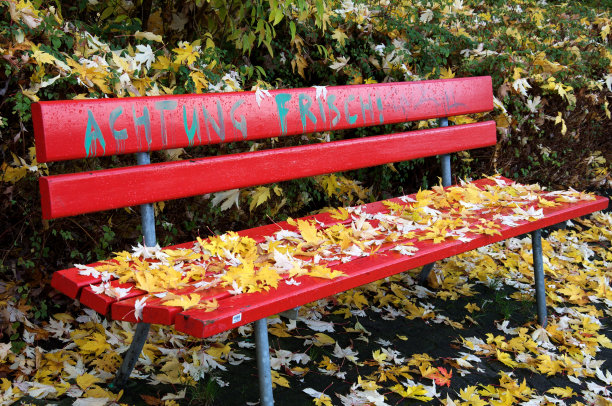 长椅上,银行,Herbst图片下载