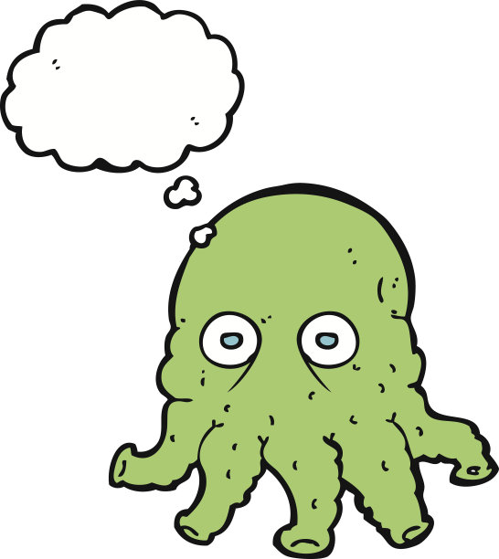 卡通外星人鱿鱼面带思想泡泡图片下载
