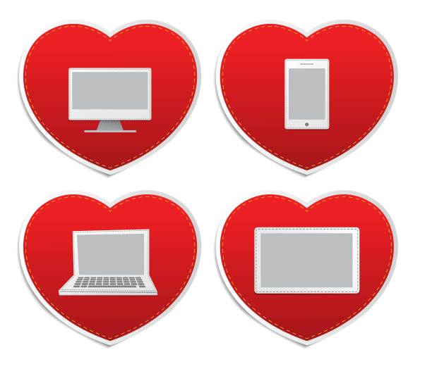 Set图标的爱在红心标志，向量图片下载