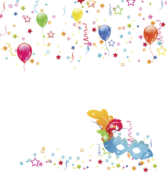 嘉年华的背景有面具、五彩纸屑、气球图片下载