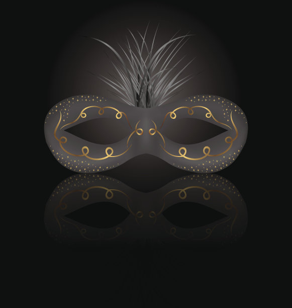 剧场或嘉年华面具与黑色的背景反射图片下载