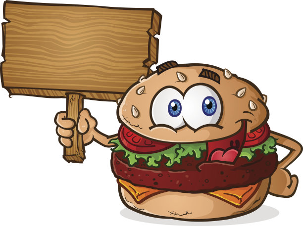 汉堡卡通木牌图片下载