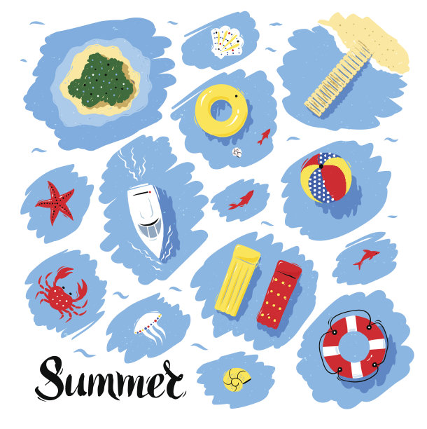 夏季俯视图向量集图片下载