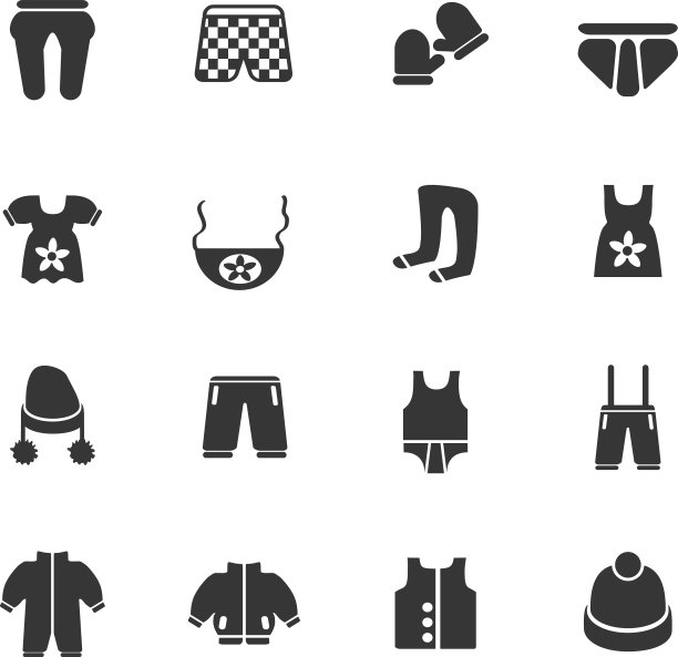 婴儿服装图标套装图片下载