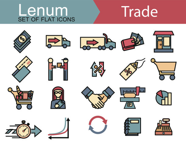 一套细线图标的贸易主题。20个图标。图片下载