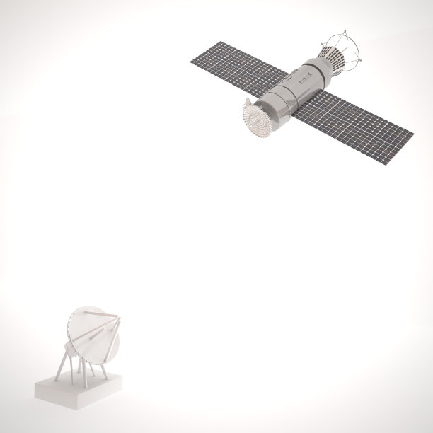 卫星和天线在白色上空图片下载