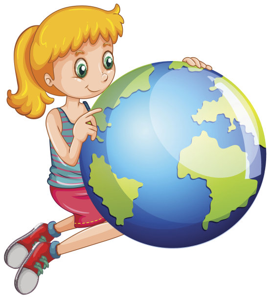 小女孩在看地球图片下载