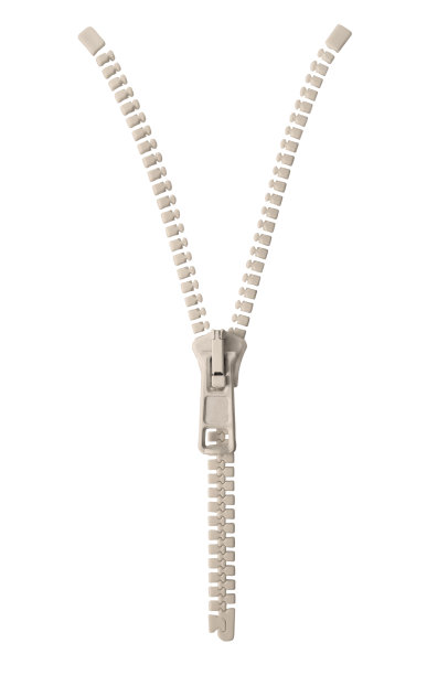 拉开乳白色象牙拉链概念拉开隐喻，孤立图片下载