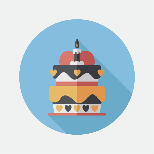 情人节蛋糕和长阴影的图标，第10集图片下载