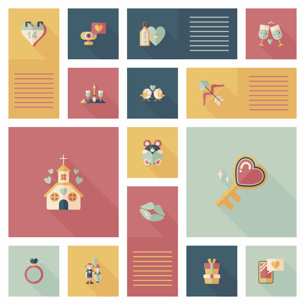 情人节ui平面设计背景集，eps10图片下载