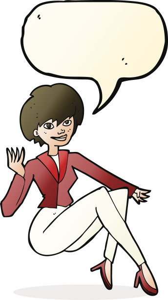 卡通女商人坐着说话泡泡图片下载