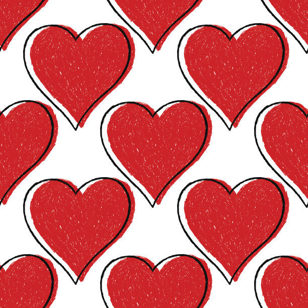 无缝模式红心与轮廓图片下载