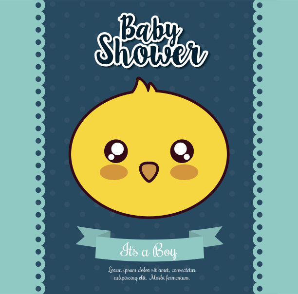 卡哇伊的鸭子。婴儿淋浴设计。矢量图形图片下载