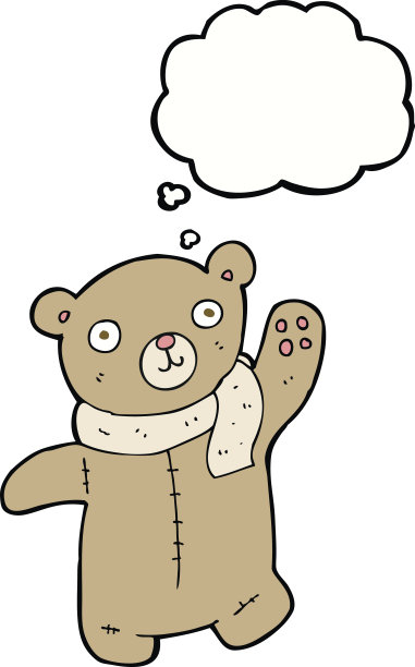 可爱的卡通泰迪熊与思想泡沫图片下载