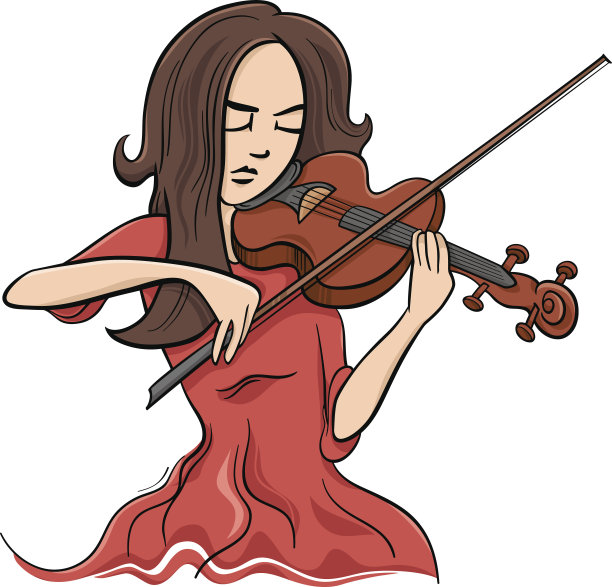 女子拉小提琴插图图片下载