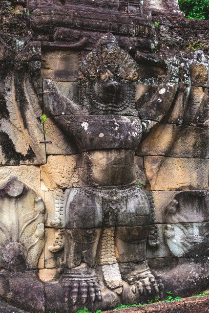 吴哥窟寺庙的雕刻结构和浮雕图片下载