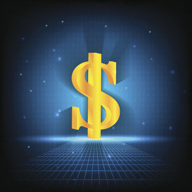 数字背景上的金元符号图片下载