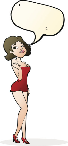 卡通美女在短裙与讲话泡泡图片下载