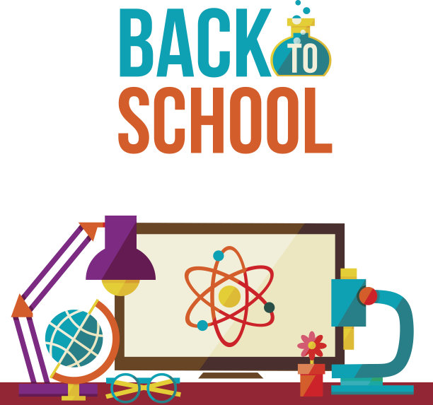 回到学校海报电脑显微镜灯地球仪眼镜图片下载