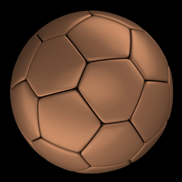铜足球，孤立在黑色背景图片下载