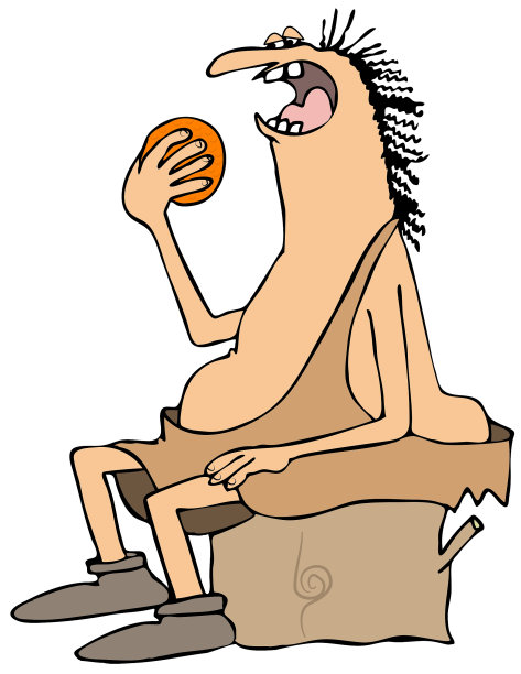 穴居人在吃橘子图片下载