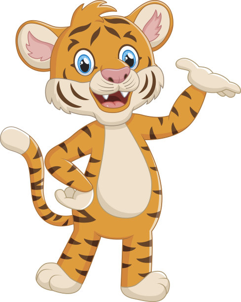 可爱的老虎挥手素材图片