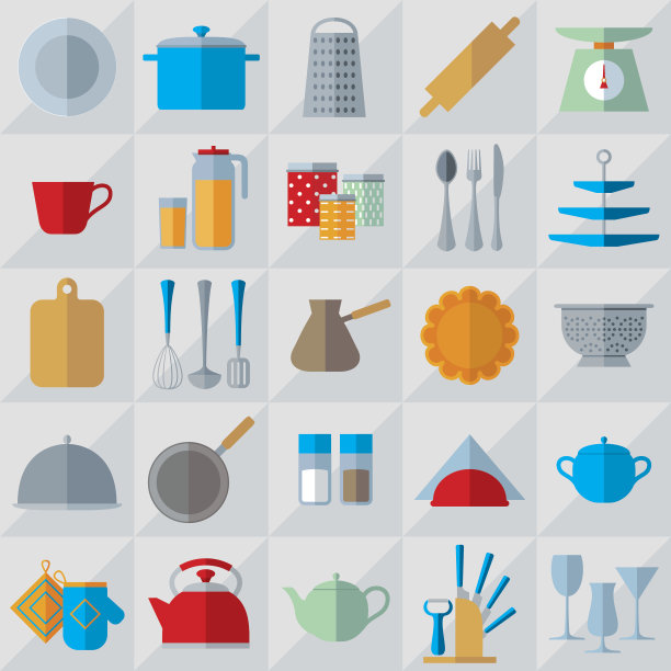 厨具平面图标集图片下载