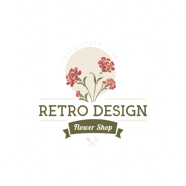 康乃馨花手绘设计元素在复古风格图片下载