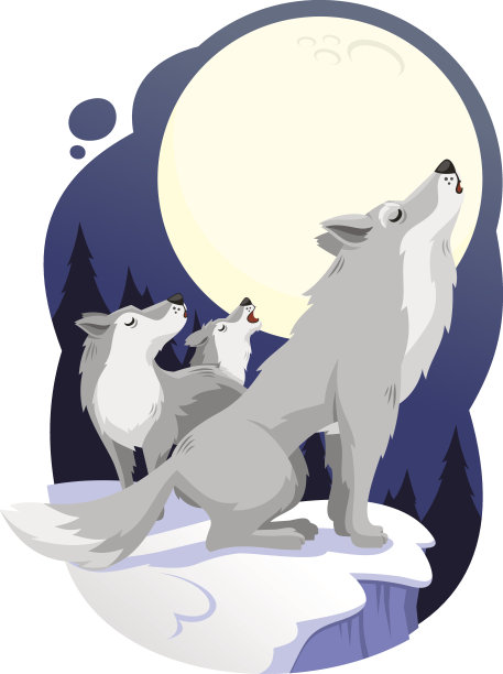 狼对着满月嚎叫图片下载