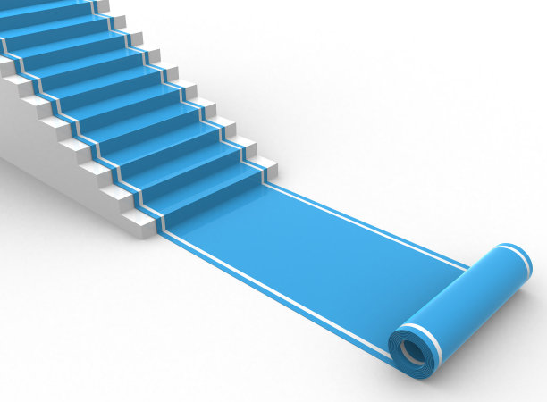 蓝色的地毯铺着楼梯图片下载