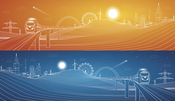 火车从桥上穿过群山图片下载