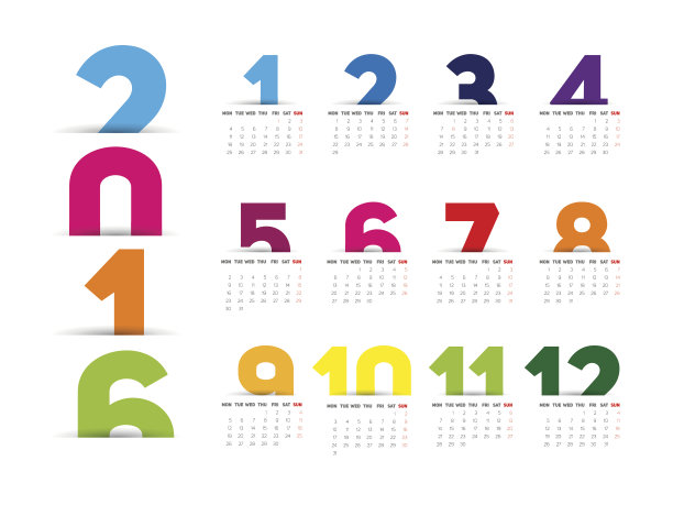 简单的2016年日历图片下载