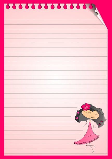 空白划线便条纸女孩图片下载