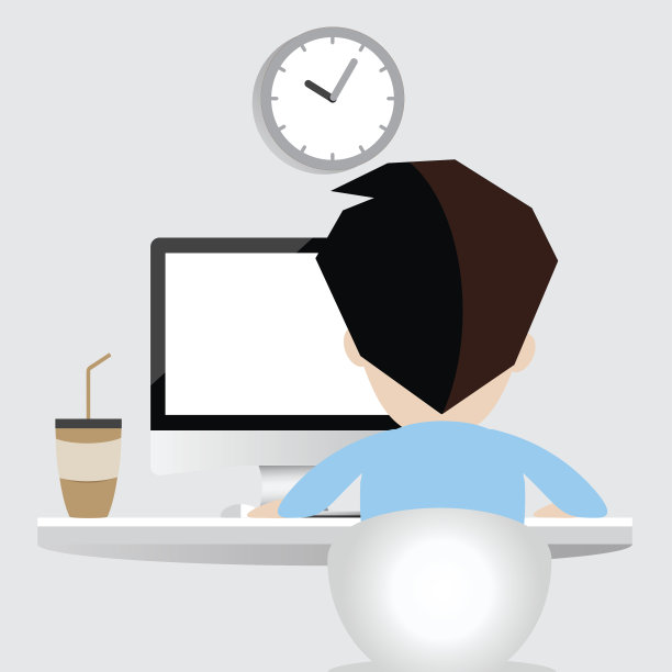 用台式电脑和咖啡杯工作的人。图片下载